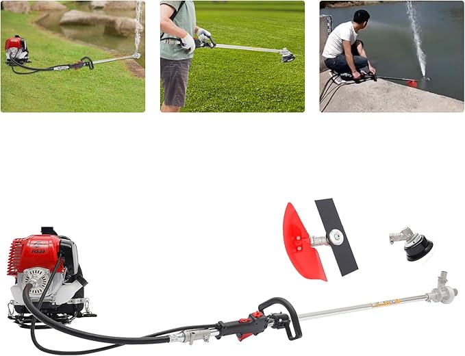 Brush Cutter, 4-Stroke 31CC 750W Backpack Gas Lawn Edger Single Cylinder Air Cooled Weed Wacker Multifunction Weed Eater Aluminum Gas Powered Weed Trimmer Garden Trimmer w/0.172 Gal Fuel Tank Capacity