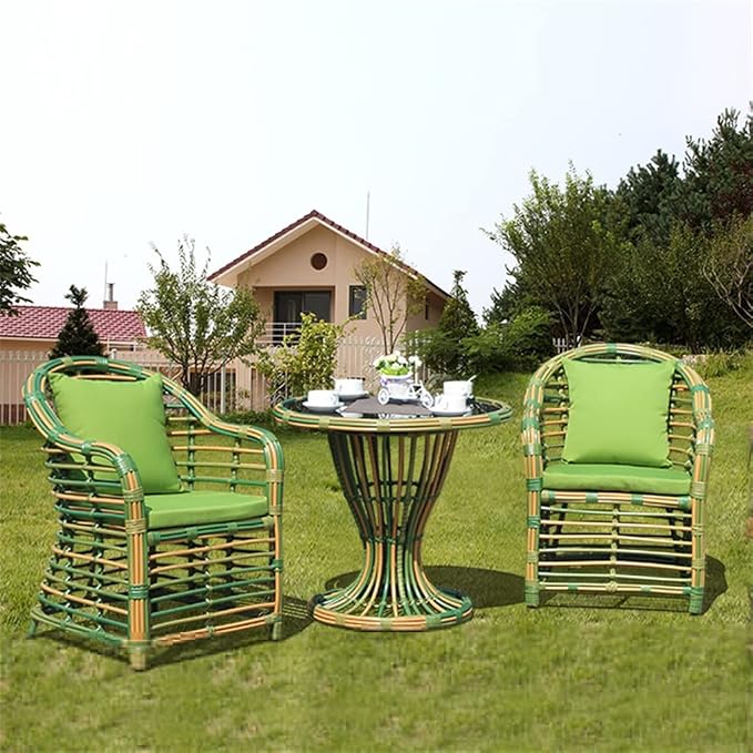 Rattan Balcony Five-Piece Fashion Garden Rattan Table and Chairs Table Combination High Back Chairs Round Rattan PE Leisure