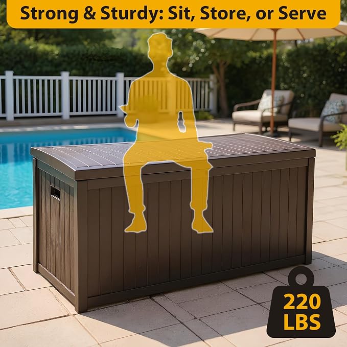 Large Outdoor Storage Boxes Lockable Garden Storage Box Waterproof Deck Box for Furniture Outside Cushions Gardens Pool Tools