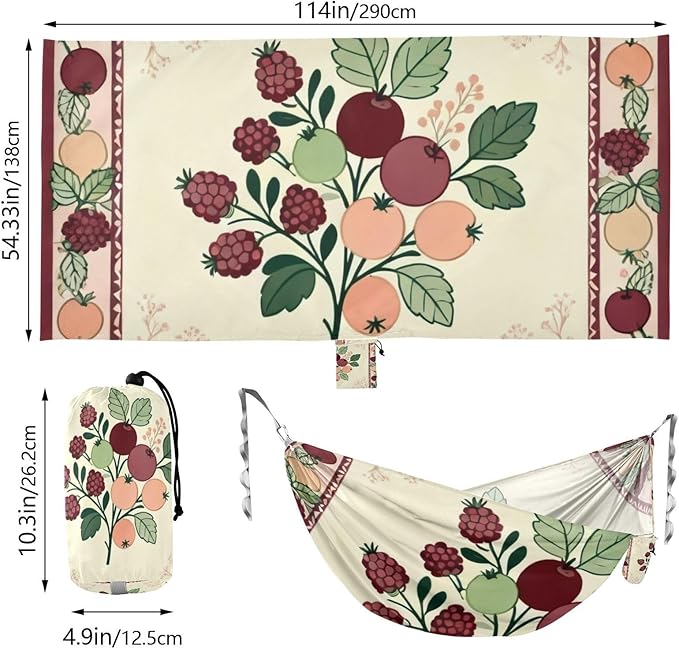 Berry and Fruit Hammocks for Camping with Portabl Carry Bag Hanging Hammock Outside Beach Patio Garden