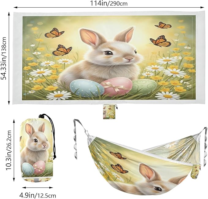 Hammocks for Outside Easter Bunny Camping Hammock Portable Hammocks with Tree Straps and Carry Bag Camping Accessories for Hiking Beach Outdoor