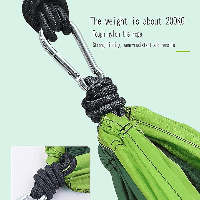 Camping Hammock Bed Portable Hammock Swing Chair Lightweight Nylon Fabric Easy to Assemble with Straps for Summer Camping Travel Garden Hammock Swing (Color : Green)
