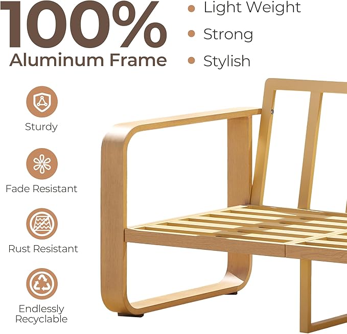 CHITA Aluminum Patio Furniture Sets, 4 Seats Patio Conversation Sets with Coffee Table, 4 Pieces Patio Sofa Sets with Thickened Olefin Fabric Cushion for Backyard, Garden, Balcony and Poolside