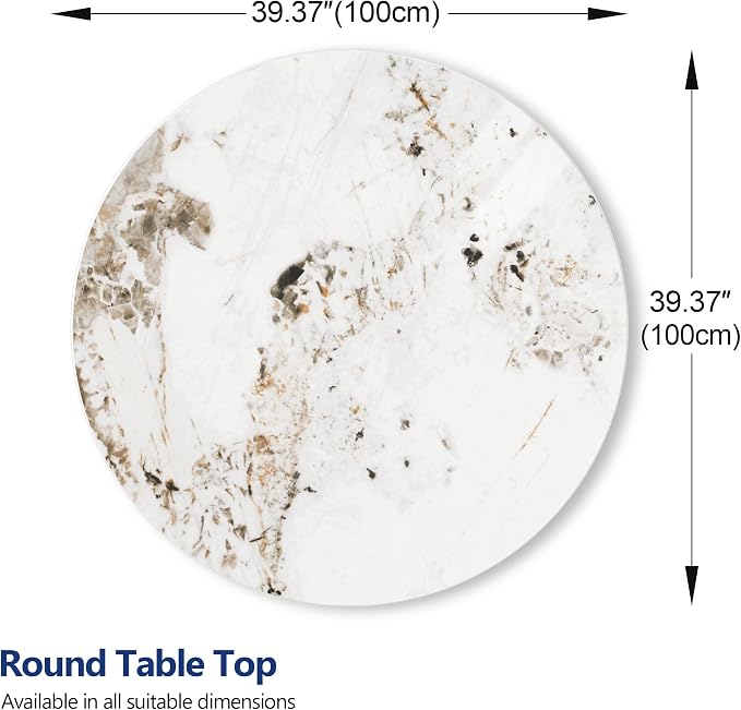 ZL ZELing Round Sintered Stone Table Top 39.3",Replacement Table Top for Indoor & Outdoor - Heat/Scratch Resistant Waterproof Ceramic DIY Desktop, Patio/Balcony/Bistro/Café & Dining Room (Brown)