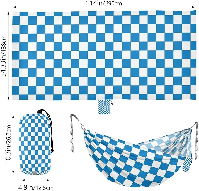 Blue and Yellow Checkerboard 330lb Capacity Outdoor Hammock Portable Hammock for Outside Patio Garden Base para poner hamaca