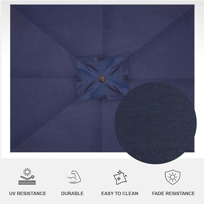 Treasure Garden AKZ PLUS Cantilever Umbrella 10'x13' Rectangular Sunbrella Spectrum Indigo Canopy and Bronze Frame with Stationary Base