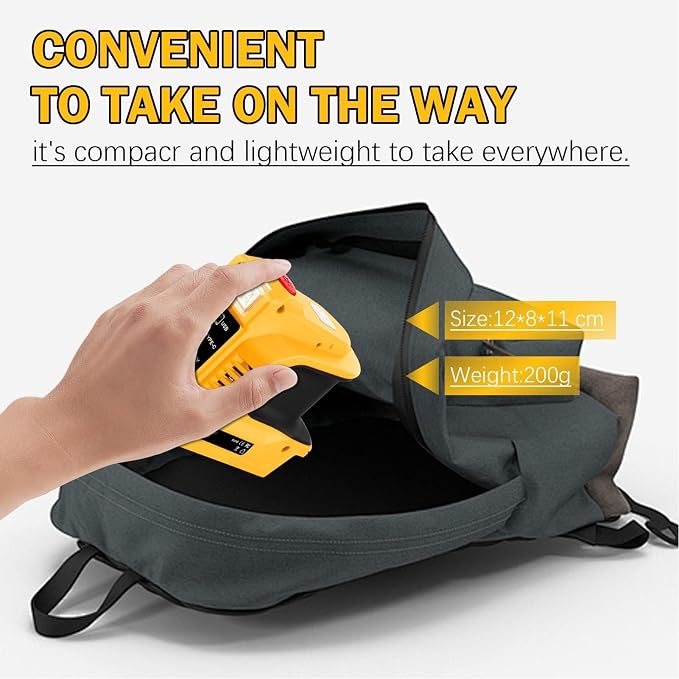 Portable Power Inverter 220W with LED Light AC Outlet 18W Fast Charging Compatible with 18V 20V Li-ion Batteries for Camping Emergency Outdoor Use (US Plug)