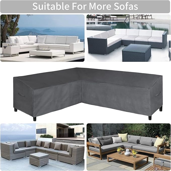 Easy-Going Patio L-Shaped Sectional Sofa Cover, 83“X104 Waterproof Outdoor Sectional Cover, Heavy Duty Garden Furniture Cover with Air Vent (Left Facing, Dark Gray)