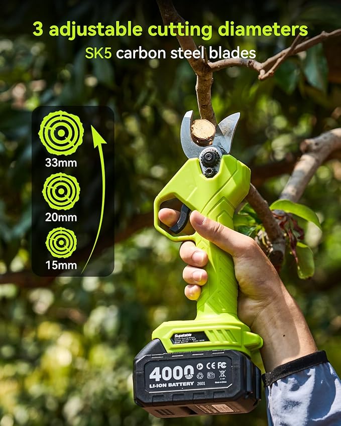 Supstable 4-in-1 Pole Saw & Pruning Shears Combo Kit, 6 Inch Mini Chainsaw for Tree Trimming, Battery Powered Chain Saw with Extension Pole, Limb Branch Cutter Pruner with 2 x 4000mAh Batteries