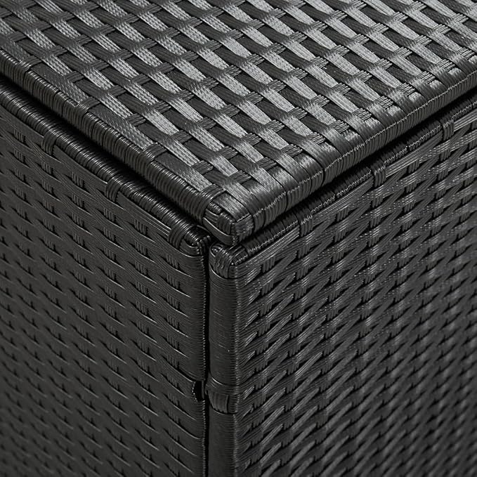 Garden Storage Box Indoor/Outdoor Storage Container and Gardening Tools - Store Items on Patio, Garage, Yard.Poly Rattan 70.8"x35.4"x29.5" Black