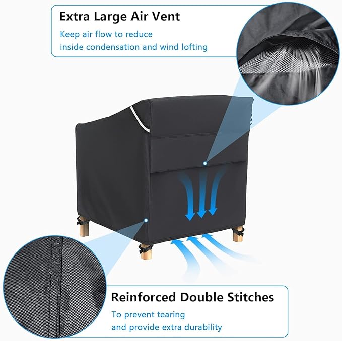 Gasadar Patio Chair Cover - 2 Pack, Patio Furniture Covers Waterproof, Heavy Duty Outdoor Chair Covers, Lawn Outdoor Furniture Cover -33" W x 35" D x 38" H