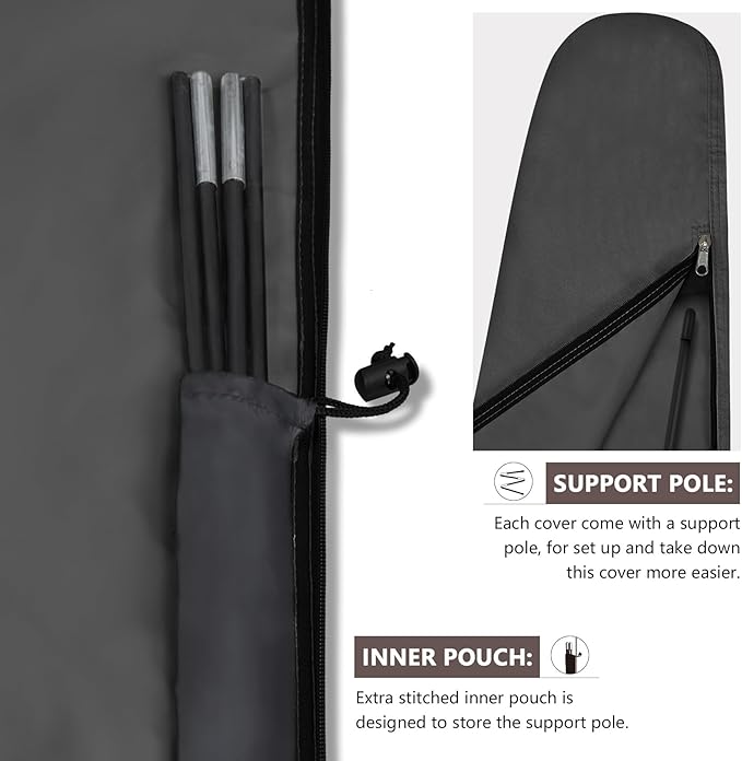 ULTCOVER Patio Parasol 600D Waterproof Clear Top Outdoor Umbrella Cover - Fits Solar Umbrella 8-11 Feet, Black