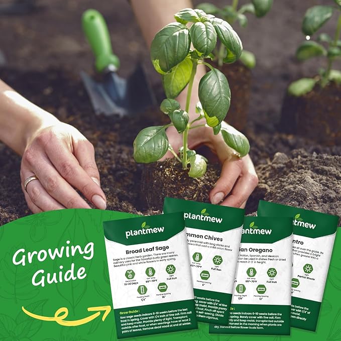10 Herb Seeds Variety Pack - 7,000+ Heirloom Seeds - Basil, Cilantro, Lavender, Parsley, Dill, Thyme, Chives, Oregano, Sage, Herb Garden Kit for Planting Home Garden, Gardening Gift