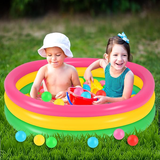 Honoson Inflatable Kiddie Pool Baby Pool with 50 Pcs Balls, Inflatable Swimming Pools Blow up for Beach Water Play Backyard Summer Indoor and Outdoor Party Supplies(47.2 Inch)
