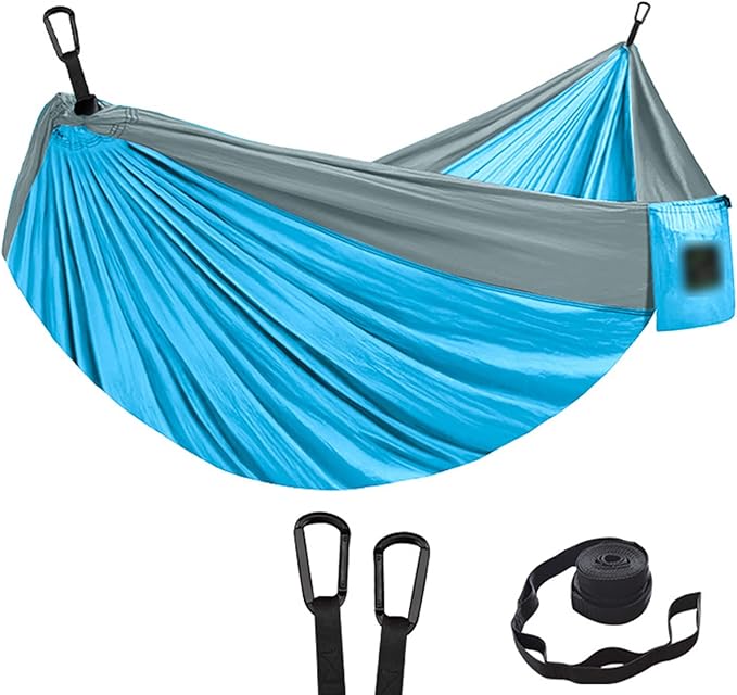 Camping Hammock, Portable Hammock Single or Double Hammock Camping Accessories for Outdoor, Indoor (Single Person: 275cm*140cm,Light Blue)