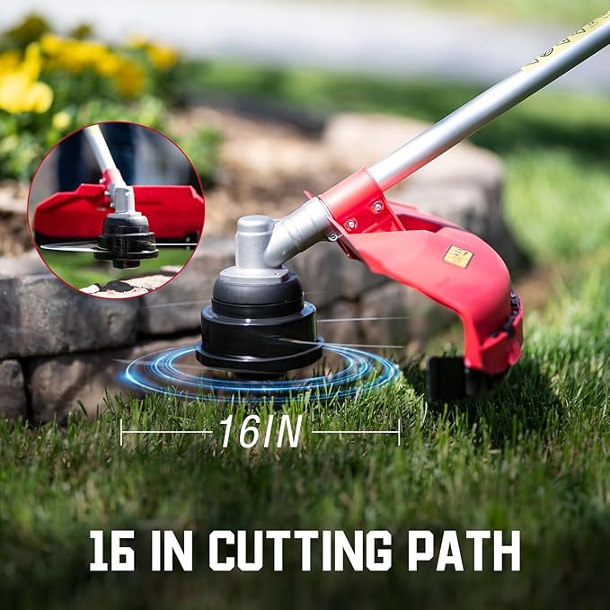 PowerSmart 25.4cc Gas Weed Wacker, String Trimmer/Edger 16-Inch with 10-Inch Brush Cutter for Grass Cutting 18lb Gas Trimmer
