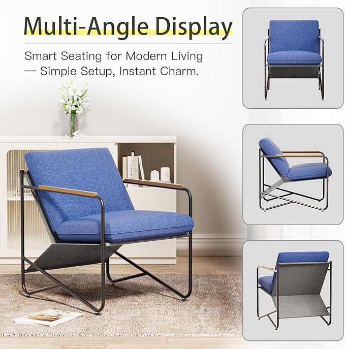 3-Piece Patio Furniture Set, Compact Outdoor Conversation Set with 2 Chairs and Glass Table, Weather-Resistant for Apartment Patio, Small Spaces, Balcony, Backyard – Navy Blue