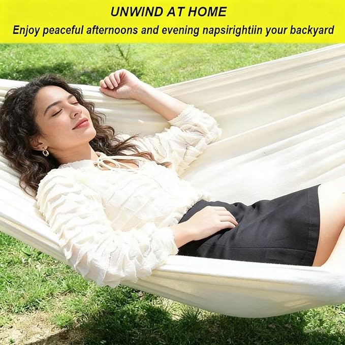 Camping Hammock with Tree Straps,SPortable Canvas Hammocks with Carry Bag 440lbs Portable Hammock Without Stand for Backyard Outdoor Indoor Hiking Beach Patio