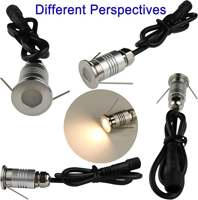 LED Mini In-Ground Well Light-Finger Size,1W 12V DC,120° Wide Beam Angle,IP67 Waterproof,Recessed Marker Indicator Underground Outdoor Landscape Lighting,Warm White-3000K (10 Pack)