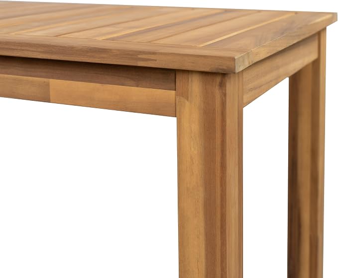 Christopher Knight Home Zigg Rectangular Outdoor Bar Table, Acacia Wood Bar Height Table with Slatted Top, Patio Accent Table, Coffee Bar Table for Garden/Balcony/Breakfast, Light Teak