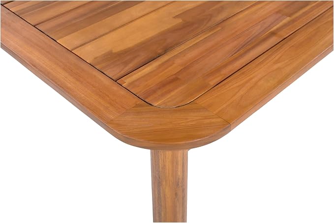 Christopher Knight Home Vera Acacia Wood Outdoor Dining Set for 6, 7 Piece Patio Dining Table and Chair Set, Wooden Outdoor Dining Armchair and Table Set, Teak+Cream