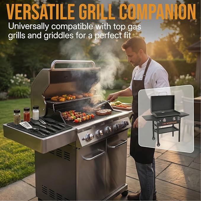 Silicone Grill Tools Mat for Blackstone Weber Traeger Pit Boss Flat Top Grill Smoker,BBQ Accessories Pad Mats for Outdoor Kitchen Counter Cooking, Side Shelf Spatula Mat,Gifts for Men (Orange)