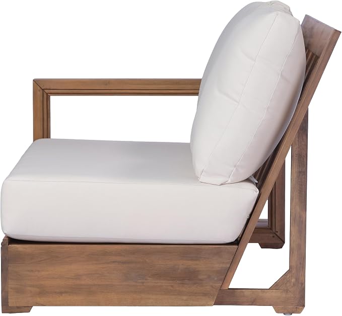Christopher Knight Home 2 Piece Outdoor Patio Furniture Set Acacia Wood Sofa with Thick Cushions and Slatted Coffee Table, Modular Floor Seating Conversation Set, Natural Wood Finish
