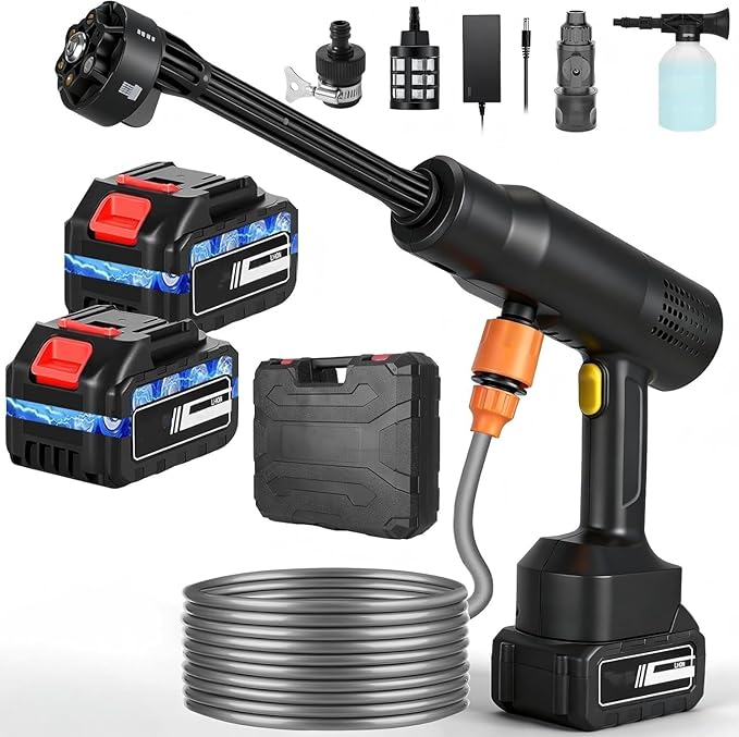 Portable Washer Cleaning Accessories, Cordless Portable Washer, Handheld Washer 6-in-1 Nozzle,33FT Hose,Cleaner for Car,Garden,Floor,Patio,Black