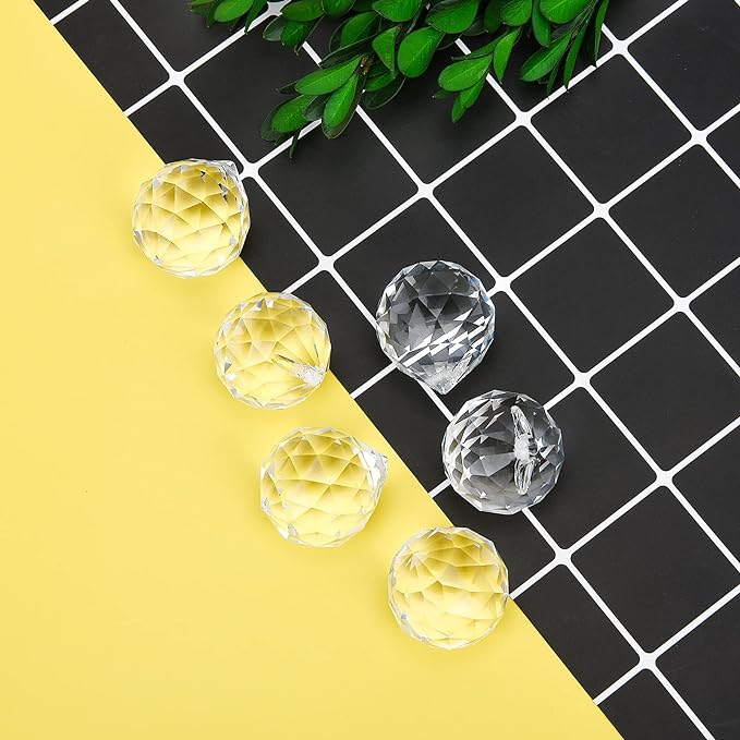 MerryNine 6 Pcs 30mm Clear Crystal Ball Prism Sun Shine Catcher Rainbow Pendants Maker, Hanging Crystals Prisms for Windows, for Feng Shui, for Gift (1.18"/30mm 6Pack)