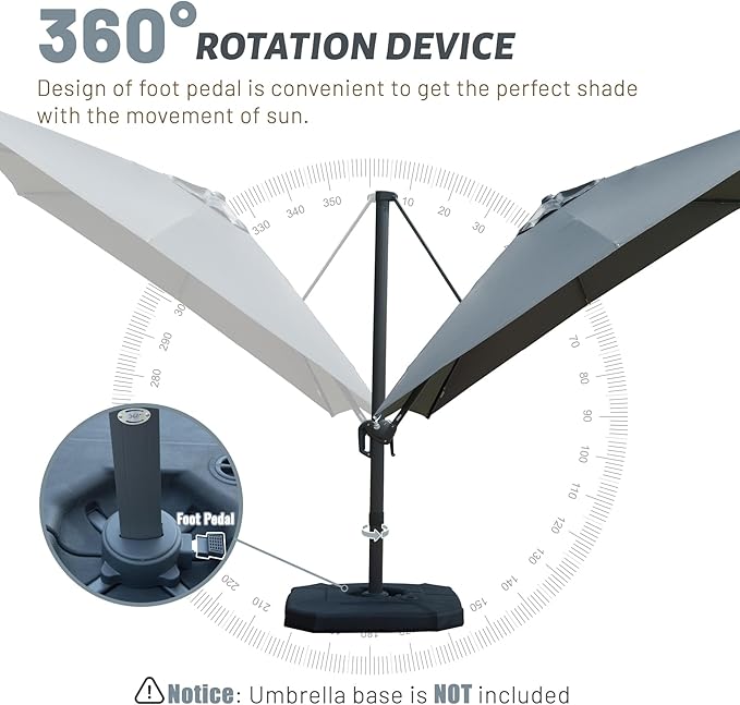 Domi 9' x 11.5' Cantilever Patio Umbrella, Rectangle Deluxe Offset Umbrella, Aluminum Hanging Umbrella with 360°Rotation, Outdoor Market Umbrella for Outside Deck Backyard Garden Pool, Gray
