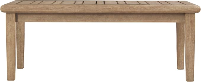 Signature Design by Ashley Gerianne Outdoor Eucalyptus Wood Rectangular Coffee Table, Beige - 50 x 26 x 19 inches, Weather Resistant