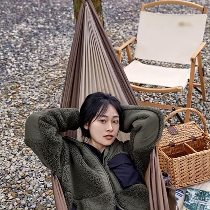 Polyester Fiber Hammock Outdoor Camping Travel Lightweight Multifunctional Side with Storage Bag Tree Hanging Hammock(CH)