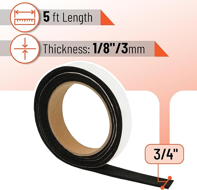 UNCO- Grill Gasket, 3/4"x 1/8", 2 Pack, 5 ft, Smoker Gasket Sealer High Temp, Easy to Cut, Strong Adhesion, Suitable for Most BBQ Grills and Smokers