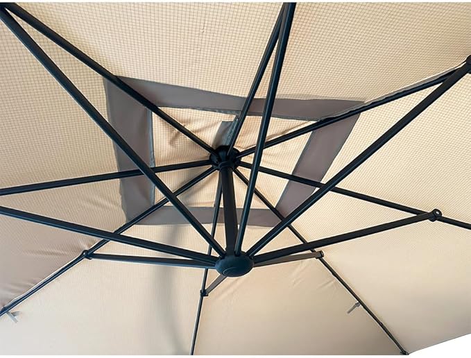 Garden Winds Custom Fit Replacement Canopy Top Cover Compatible with The Grand Patio Napoli 884.0001.000.000, 870.012B.000.001 10' x 10' Square Umbrella - Upgraded Performance RipLock 350 Fabric