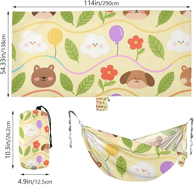 Cartoon Cute Brown Bear 330lb Capacity Outdoor Hammocks Swing Hammock for Indoor Outdoor Patio hamaca para Patio Exterior