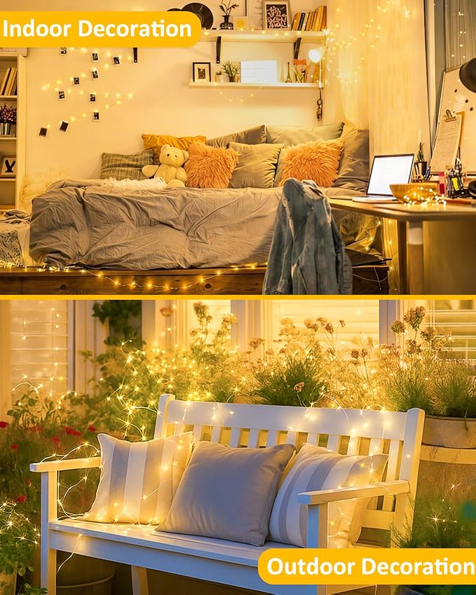 8 Pack 60 LED Fairy Lights Battery Operated with Remote, 20 FT Warm White | Cuttable, 8 Modes, Memory, Dimmable, Waterproof Battery String Lights with Timer for Indoor Outdoor, Christmas Decorations