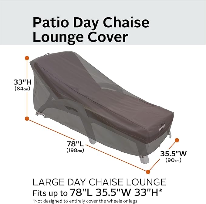 Classic Accessories Ravenna Water-Resistant 78 Inch Patio Day Chaise Lounge Cover, Patio Furniture Covers