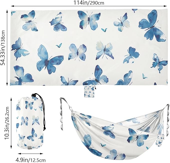 Crushed Butterflies 330lb Capacity Outdoor Hammocks with Portabl Carry Bag Tree Hammock for Outside Camping Essentials hamaca de Algodon para Jardin