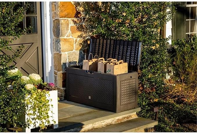 Alfresco Home Urban Matuba Resin Home and Garden Storage Box in Umber Brown
