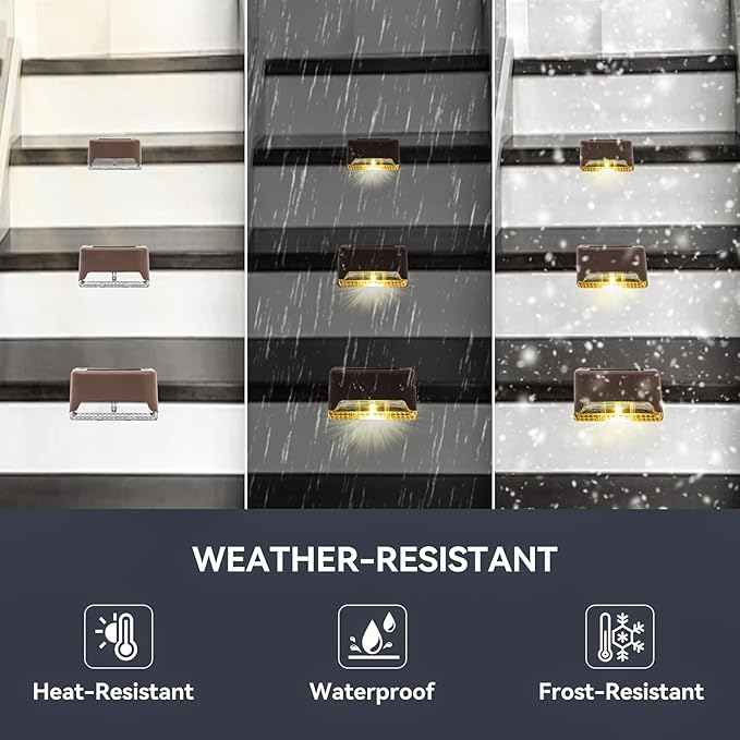 20 Pack Solar Stair Lights Outdoor Mini Waterproof LED Fence Lamp Outside Security and Decor Lighting for Step, Deck, Railing, Patio, Pool, Balcony, Retaining Wall, Patio, No Drill Instal (Warm White)