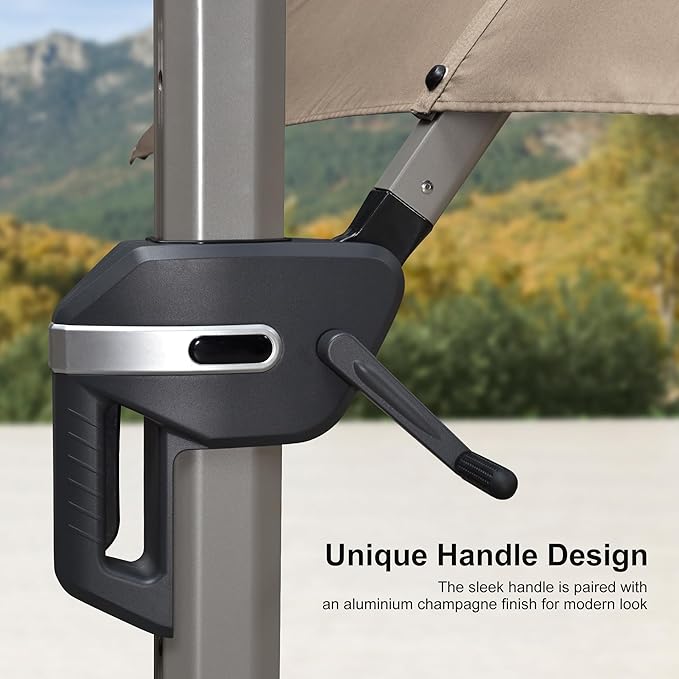 PURPLE LEAF Patio Umbrella with Base Included, 8ft Outdoor Aluminum Cantilever Umbrella with 360° Rotation, Champagne Offset Umbrella for Outdoor Garden Pool, Taupe