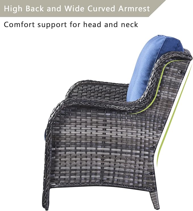Rilyson Outdoor Loveseat Wicker Patio Sofa - 2-Seat Rattan Outdoor Couch Patio Furniture with Deep Seating and Comfortable Cushions for Outside Porch Deck Balcony(Mixed Grey/Blue)