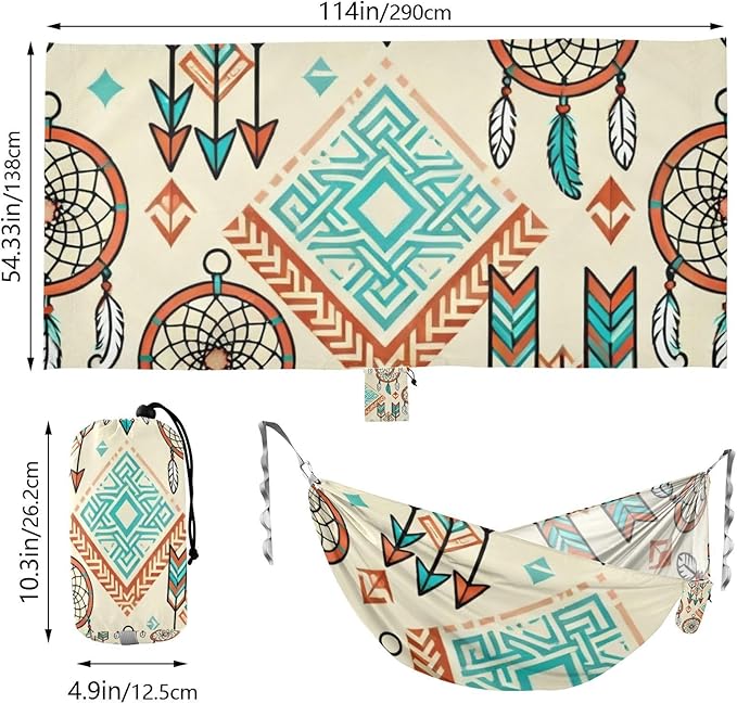 Bohemian Dreamcatcher Hammocks with Tree Straps Swing Hammock for Indoor Outdoor Patio