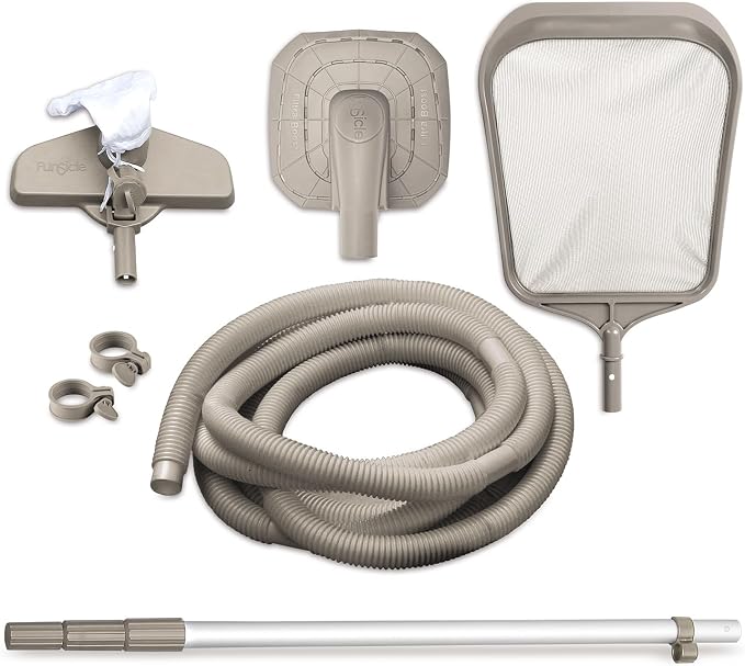 Funsicle Oasis Designer Above Ground Metal Frame Swimming Pool Set – with FB1800S AutoSkimmer Pump, Ladder, Cover, Cloth & Deluxe Maint. Kit, 22' x 52", Round, Double Rattan