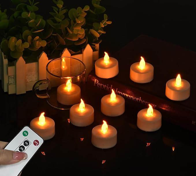 Hanzim Tea Light Candles with Remote Control,Flickering Flameless LED Candle,Long Lasting 400+Hours,Battery Operated with Timer for Home Decoration Seasonal &Festival Celebration Warmyellow (5pcs)