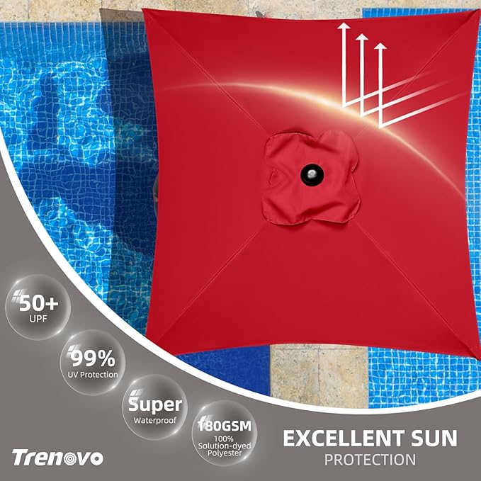 4.9ft Mini Square Patio Umbrella - UV 50+ Waterproof & Easy Setup | Outdoor Table Umbrella for Deck, Balcony, Garden, Lawn, Backyard, Market
