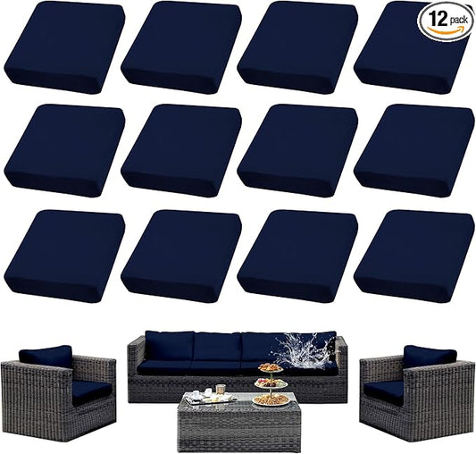 Outdoor Cushion Covers Set,12PCS Patio Furniture Couch Seat Slipcovers, Replacement for Sofa Sectional Chair(Cover，Only)