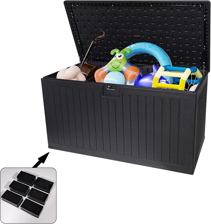 Redeer Outdoor Resin Deck Box, Dark Gray, 230 Gallons | Waterproof Storage, Lockable, UV-Resistant for All Weather, For Patio Furniture & Garden Tools & Pool Accessories
