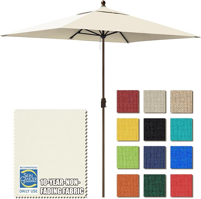EliteShade USA 10-Year-Non-Fading 6.5x10Ft Rectangular Market Patio Umbrella, UPF 50+ UV Protection Performance Sun Umbrella, Heavy Duty Commercial Grade Outdoor Table Umbrella with Crank, Windproof Vented Top for Garden, Pool, Deck and Outdoor Playset...