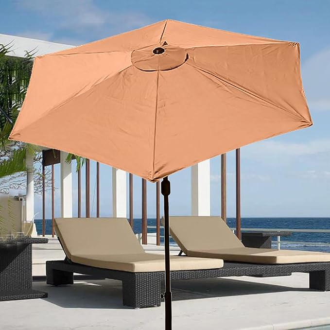 IUIBMI 10Ft Patio Umbrella Replacement Canopy 6 Ribs, Outdoor Umbrella Canopy with 6 Ribs Table Market Yard Umbrella Replacement Top Cover for Backyard Garden Beach (Canopy Only)